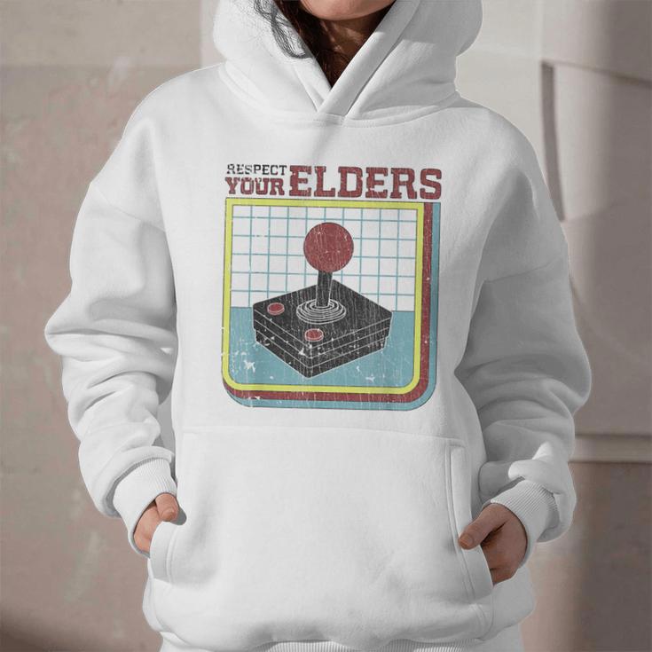 Respect Your Elders Retro Gamer Joystick Back To School Graphic Youth Hoodie Respect Your Elders Retro Gamer Joystick Back To School Graphic Youth Hoodie