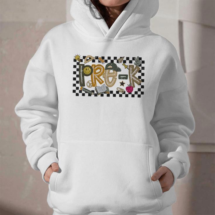 Retro Checkered Back To School Pre K Dude Cute Kid Preschool Graphic Youth Hoodie