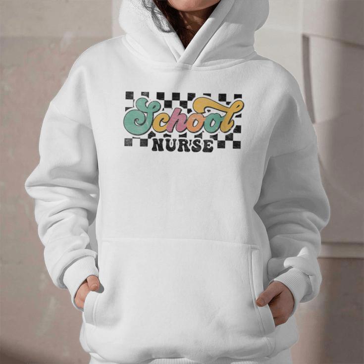 Retro Checkered School Nurse Squad Back To School Graduation Graphic Youth Hoodie