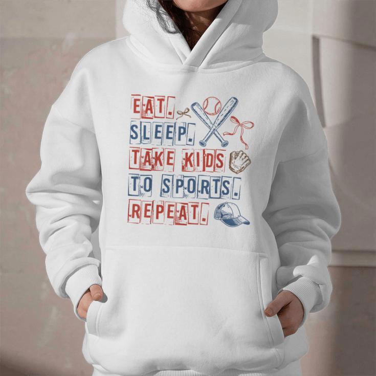 Retro Eat Sleep Take Kids To Sports Repeat Game Day Baseball Graphic Youth Hoodie