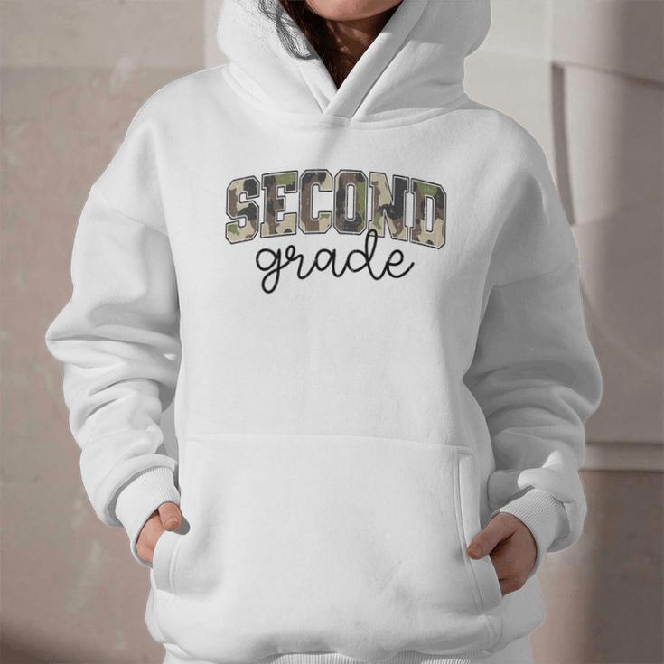 Retro Second Grade Camo Back To School Girls Boys 2nd Grade Graphic Youth Hoodie