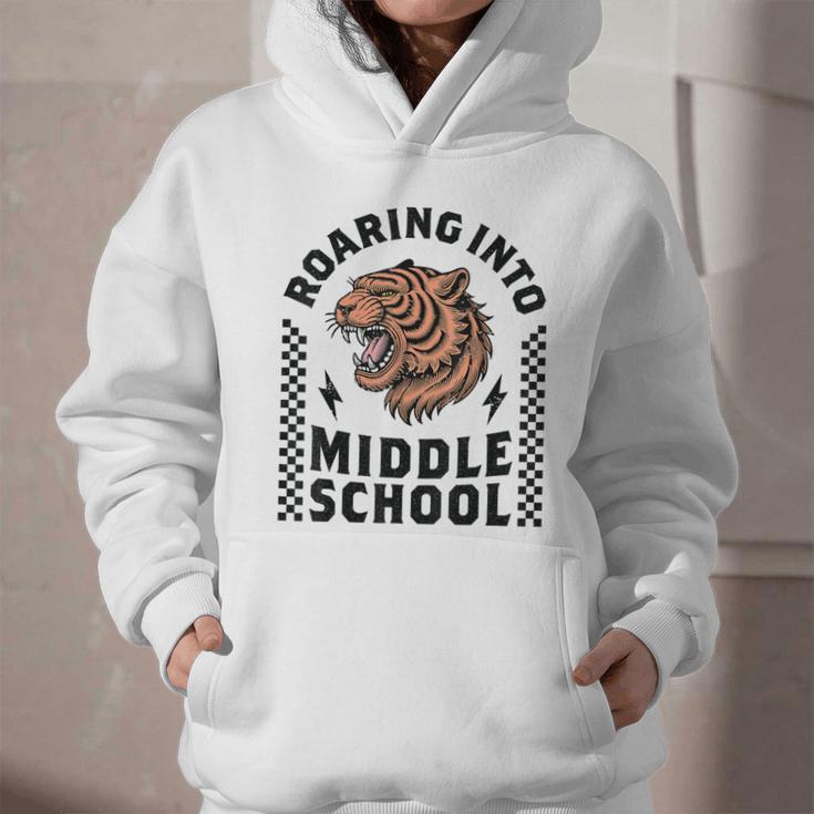 Roaring Into Middle School Tiger Back To School Boy Girl Kid Graphic Youth Hoodie Roaring Into Middle School Tiger Back To School Boy Girl Kid Graphic Youth Hoodie