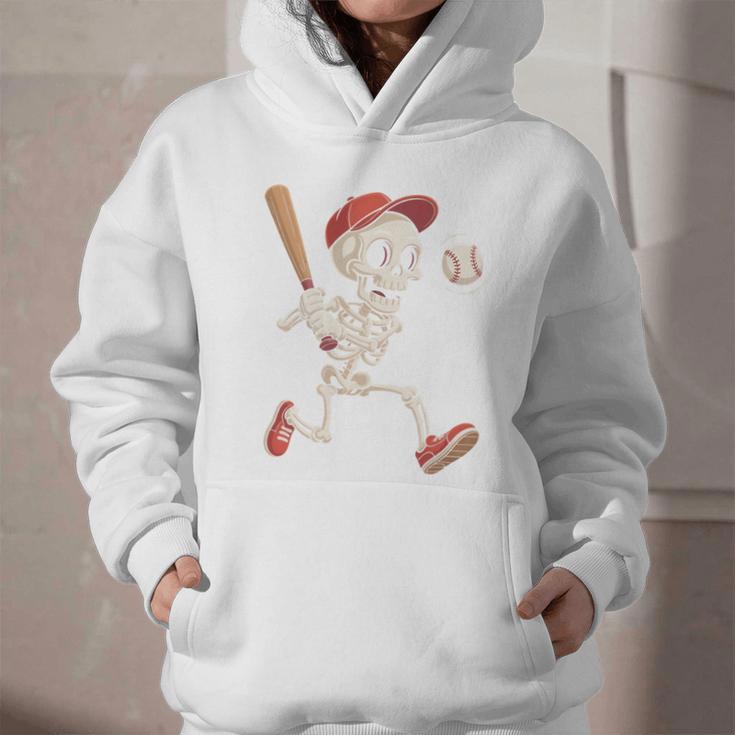 Skeleton Batting Baseball Halloween Boys Men Kids Graphic Youth Hoodie