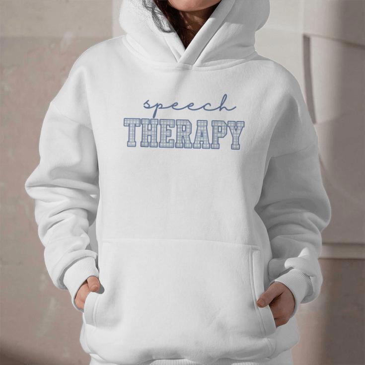 Speech Therapy Gingham SLP Therapist Summer Back To School Graphic Youth Hoodie