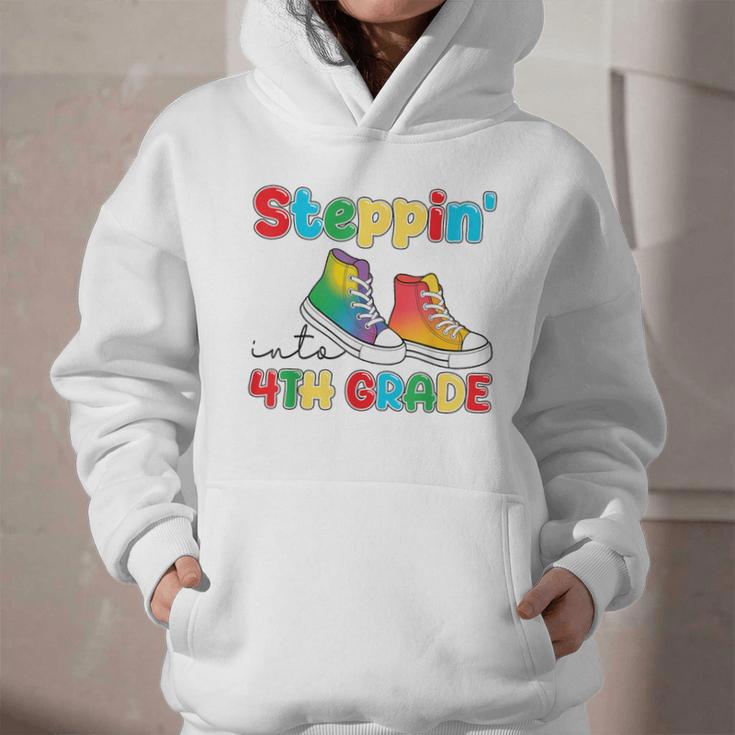 Steppin Into Fourth Grade Back To School First Day 4th Grade Graphic Youth Hoodie