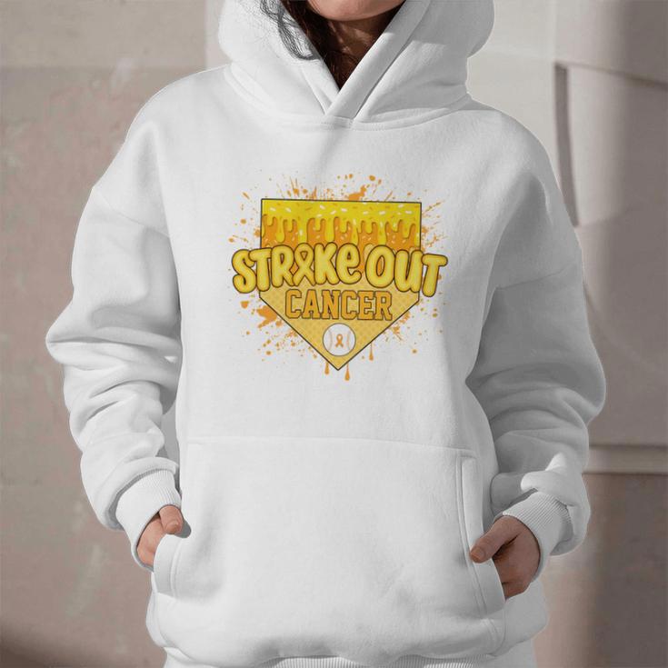 Strike Out Childhood Cancer Boys Baseball Drip Gold Ribbon Graphic Youth Hoodie Strike Out Childhood Cancer Boys Baseball Drip Gold Ribbon Graphic Youth Hoodie