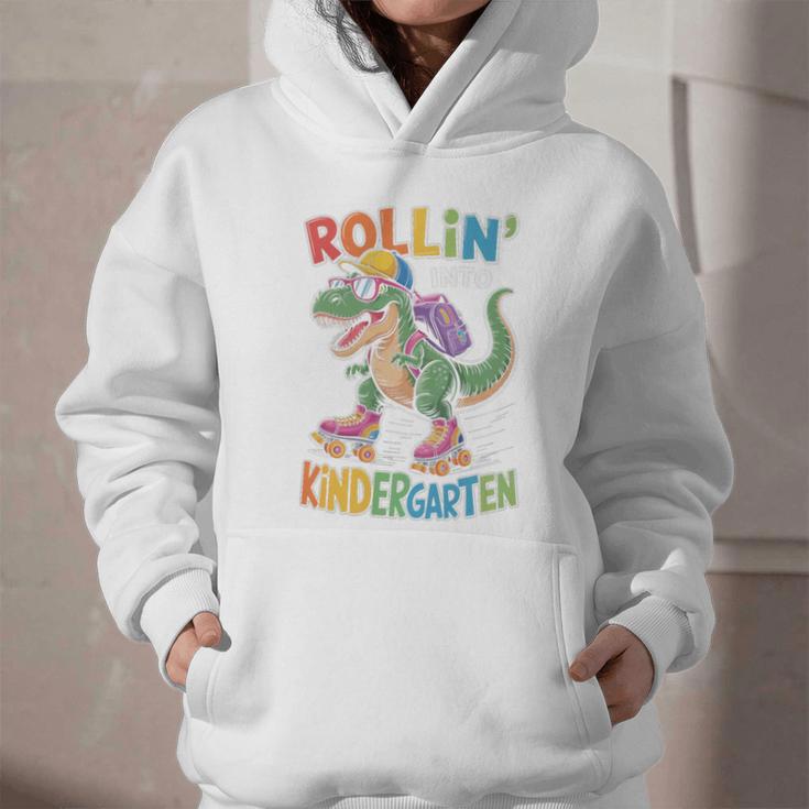 T Rex Rollin Into Kindergarten Back To School First Day Boys Graphic Youth Hoodie T Rex Rollin Into Kindergarten Back To School First Day Boys Graphic Youth Hoodie
