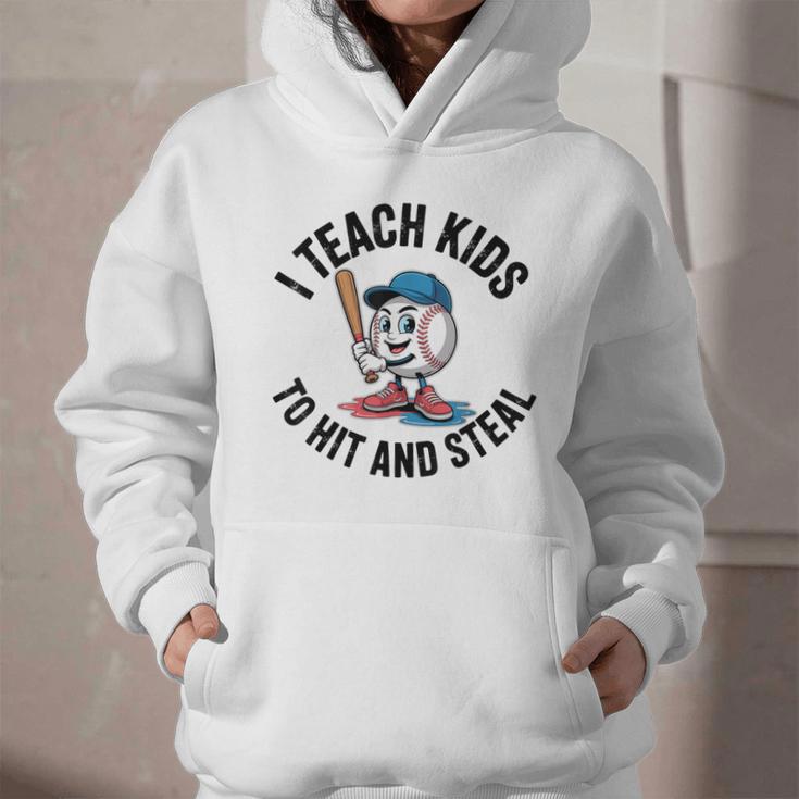 I Teach Kids To Hit And Steal Baseball Softball Coach Graphic Youth Hoodie I Teach Kids To Hit And Steal Baseball Softball Coach Graphic Youth Hoodie