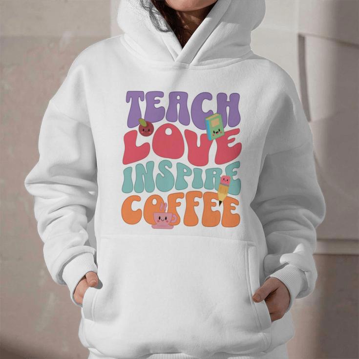 Teach Love Inspire Coffee Cute Teaching Quote Back To School Graphic Youth Hoodie