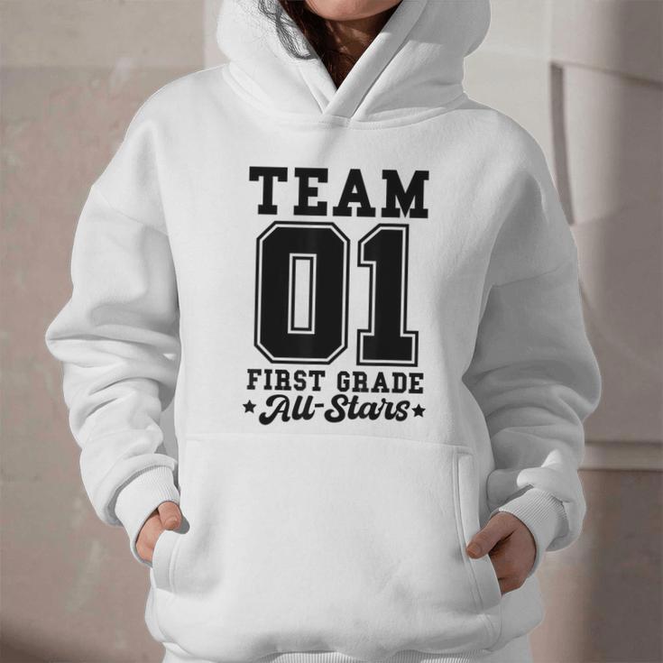 Team 1st Grade All-Stars Back To School Sports Jersey Graphic Youth Hoodie Team 1st Grade All-Stars Back To School Sports Jersey Graphic Youth Hoodie