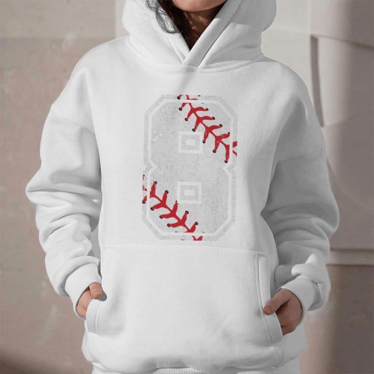 Vintage Baseball 8 Jersey Number 8 Graphic Youth Hoodie