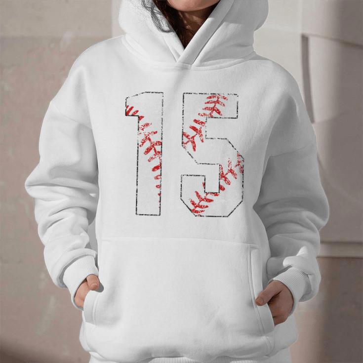 Vintage Distressed Baseball Number 15 Jersey Player Uniform Graphic Youth Hoodie