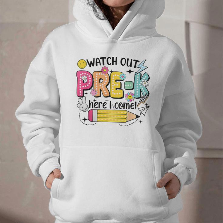 Watch Out Pre-K Here I Come Back To School Pre-K Graphic Youth Hoodie