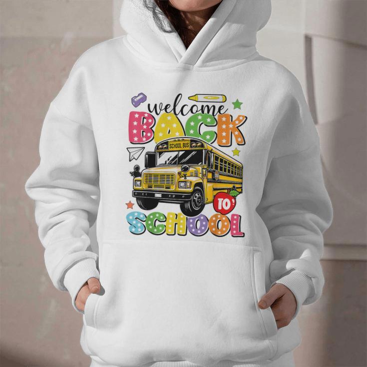 Welcome Back To School Bus Happy First Day Of School Student Graphic Youth Hoodie Welcome Back To School Bus Happy First Day Of School Student Graphic Youth Hoodie