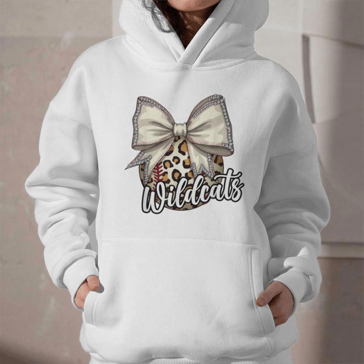 Wildcats Baseball Leopard Print Coquette Bow Mascot Game Day Graphic Youth Hoodie