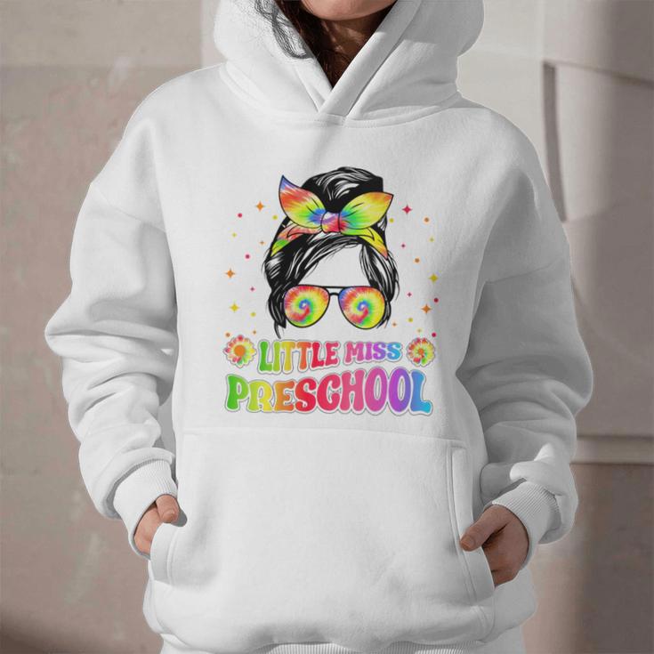 Women's Little Miss Preschool Messy Bun Tie Dye Back To School Girls Graphic Youth Hoodie Women's Little Miss Preschool Messy Bun Tie Dye Back To School Girls Graphic Youth Hoodie