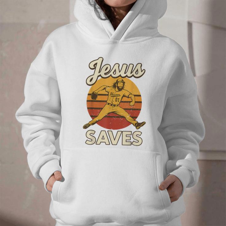 Youth Boy Baseball Jesus Saves Christian Baseball Religious Graphic Youth Hoodie
