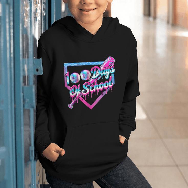 100 Days Of School Baseball 100th Day Ice Cream Boys Kids Graphic Youth Hoodie