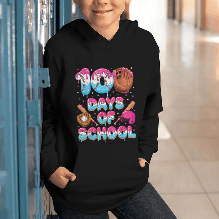 100 Days Of School Baseball Donut Dripping Teacher Boys Kids Graphic Youth Hoodie