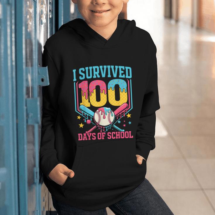 100 Days Of School Baseball Drip 100 Days Boy Girl Kids Graphic Youth Hoodie