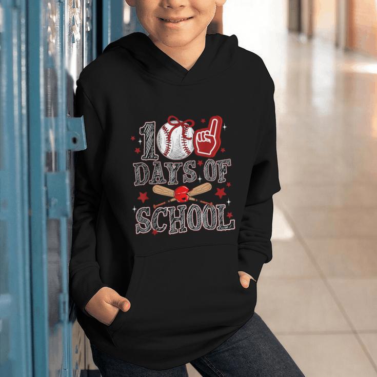 100 Days Of School Baseball Teacher 100 Days Smarter Student Graphic Youth Hoodie