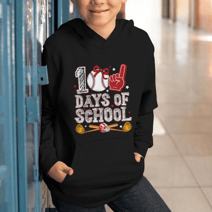 100 Days Of School Cute Bow Baseball Boy Girl Teacher Graphic Youth Hoodie