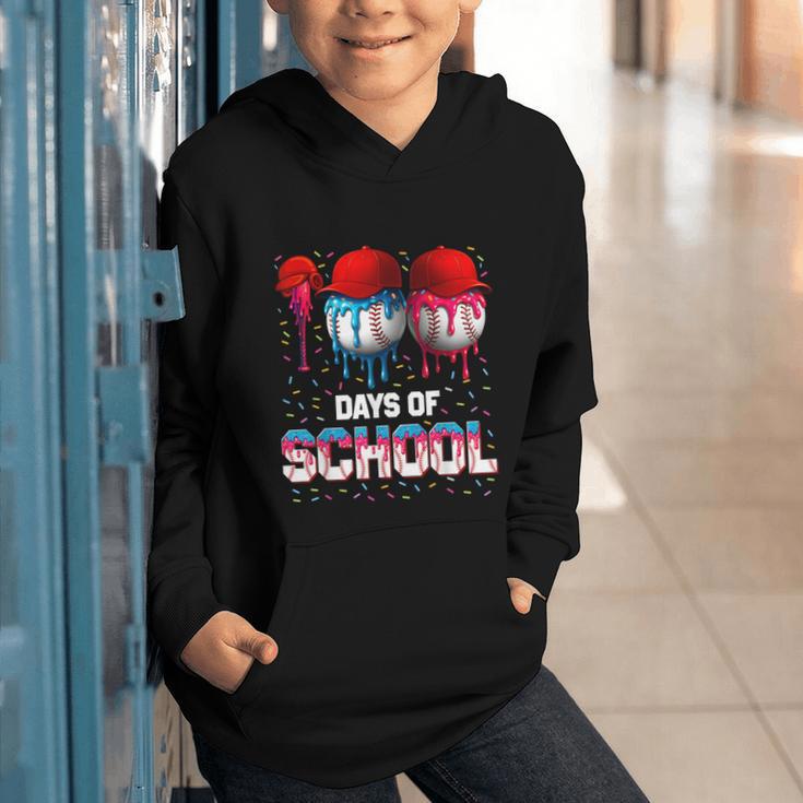 100 Days Of School Dripping Baseball 100th Day Teacher Boy Graphic Youth Hoodie