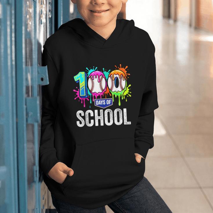 100 Days Of School Dripping Baseball Boys Kids Teacher Graphic Youth Hoodie