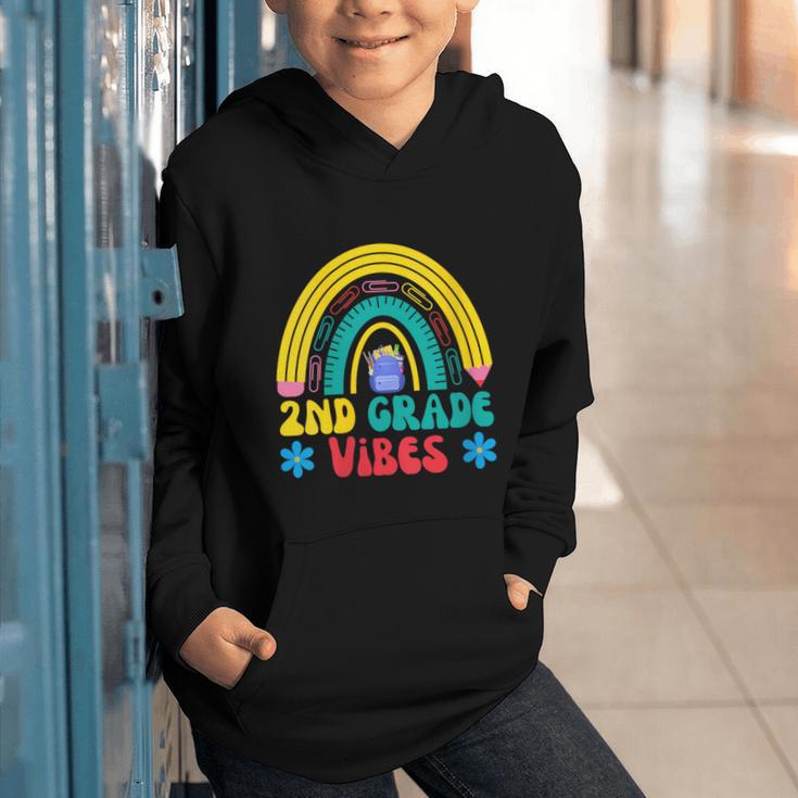 2nd Grade Vibes Back To School Rainbow Second Grade Graphic Youth Hoodie