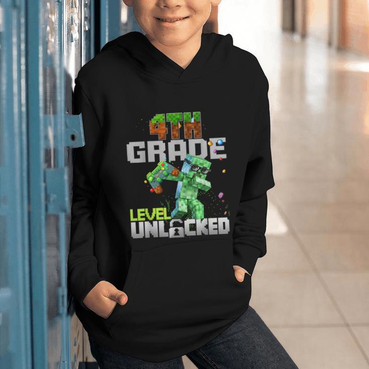 4th Grade Level Unlocked Back To School Pixel Game Graphic Youth Hoodie