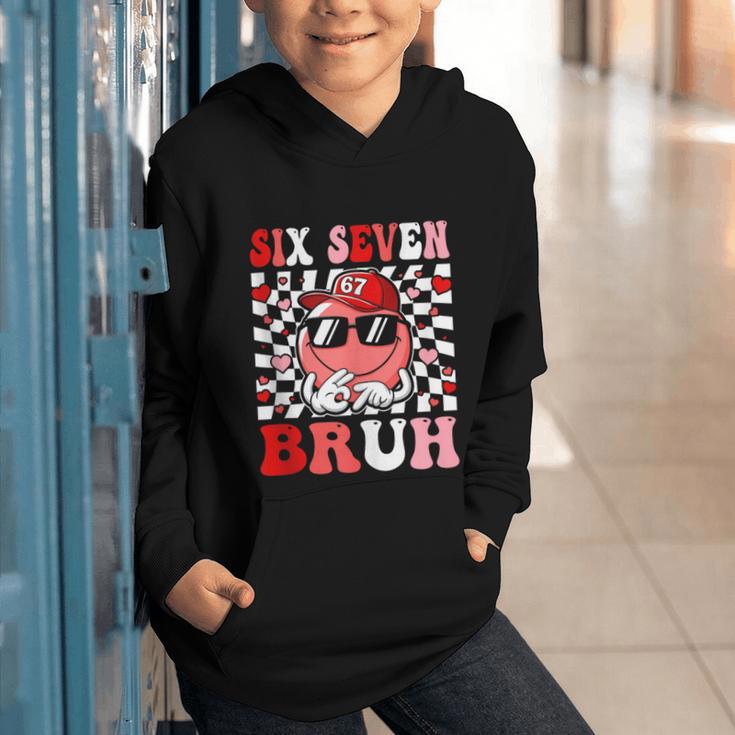 6 7 Bruh Six Seven Valentine Heart Baseball Graphic Youth Hoodie 6 7 Bruh Six Seven Valentine Heart Baseball Graphic Youth Hoodie