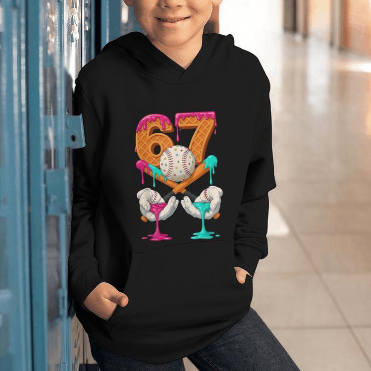 6 7 Ice Cream Drip Baseball Number 67 Player Boy Girl Kids Graphic Youth Hoodie