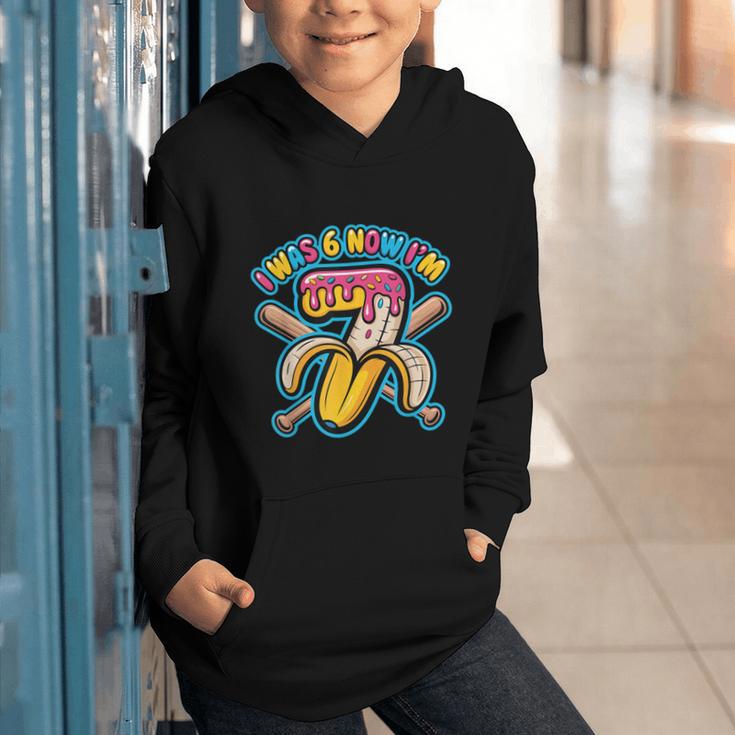 I Was 6 Now I’m 7 Banana Drip Birthday Baseball Graphic Youth Hoodie I Was 6 Now I’m 7 Banana Drip Birthday Baseball Graphic Youth Hoodie