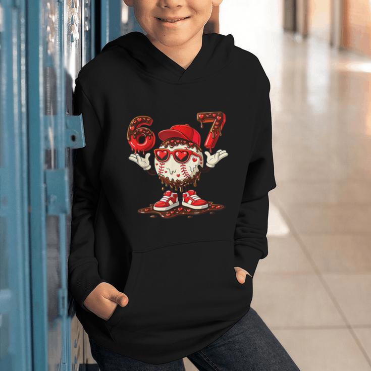 67 Valentine Day Baseball Chocolate Ice Cream Drip Graphic Youth Hoodie