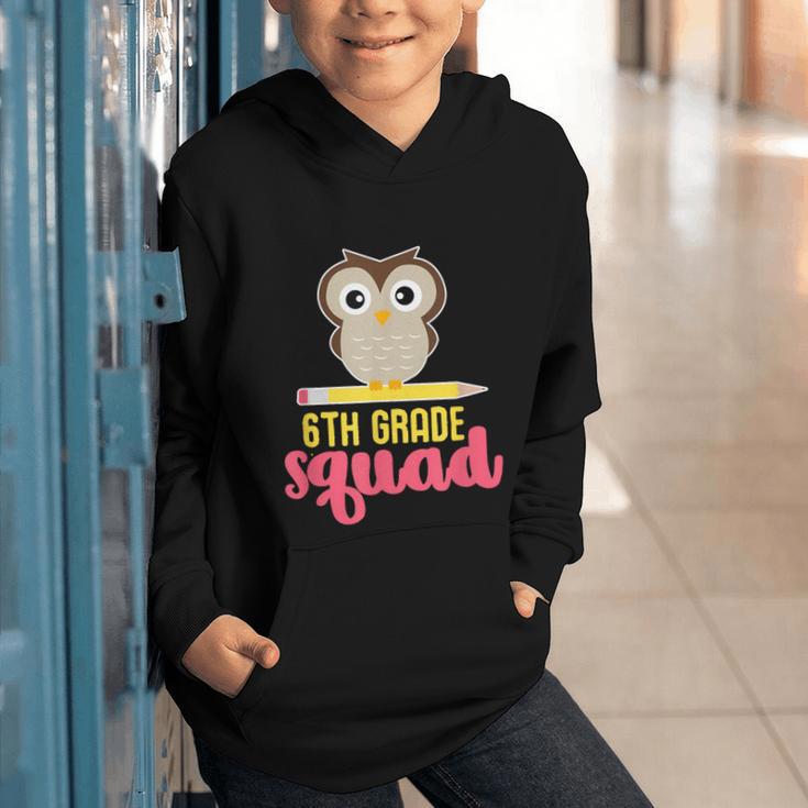 6th Grade Squad Back To School Owl & Pencil Graphic Youth Hoodie
