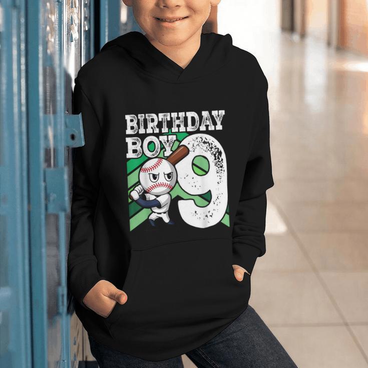 9th Birthday Baseball Birthday Party 9th Birthday Boy Graphic Youth Hoodie