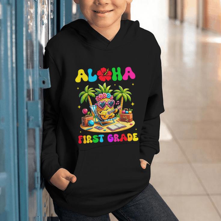 Aloha First Grade Pineapple Hawaii Back To School Kids Girl Graphic Youth Hoodie