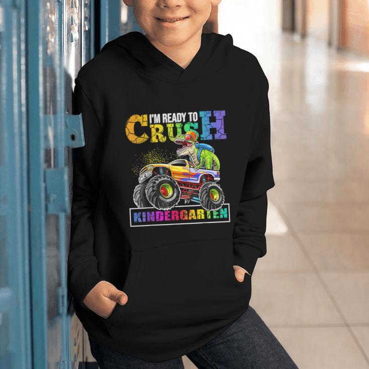 Back To School Boy Dinosaur I'm Ready To Crush Kindergarten Graphic Youth Hoodie