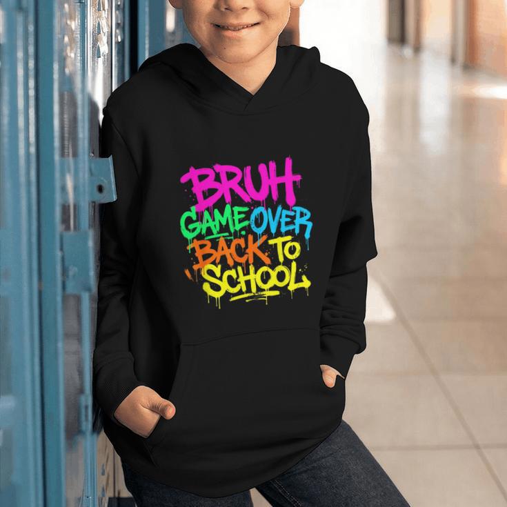 Back To School Bruh Game Over Gaming Boys Graphic Youth Hoodie