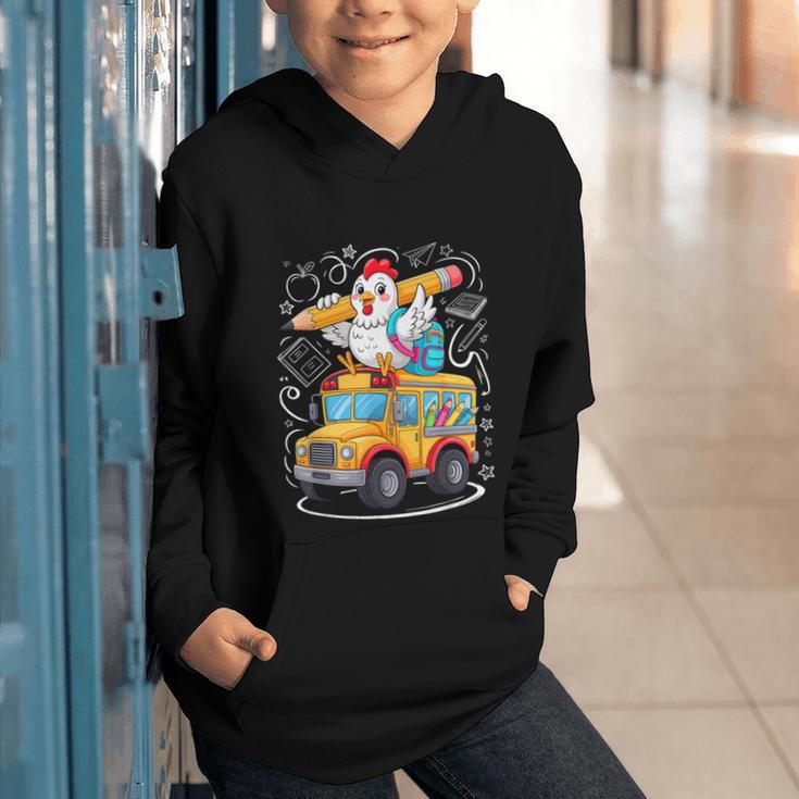 Back To School Chicken School Bus 100 Days Of School Graphic Youth Hoodie Back To School Chicken School Bus 100 Days Of School Graphic Youth Hoodie