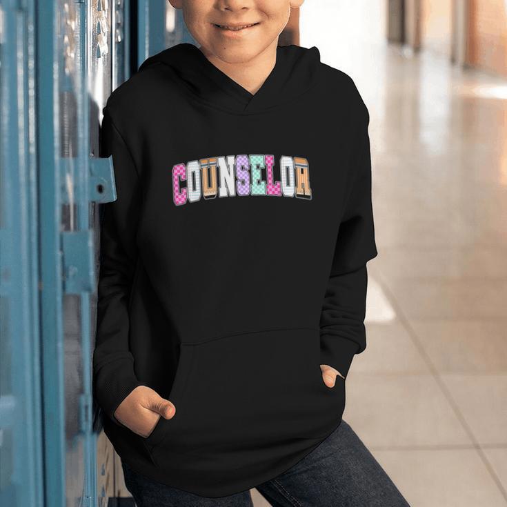 Back To School Counselor Preppy Checkered Counselor Life Graphic Youth Hoodie Back To School Counselor Preppy Checkered Counselor Life Graphic Youth Hoodie