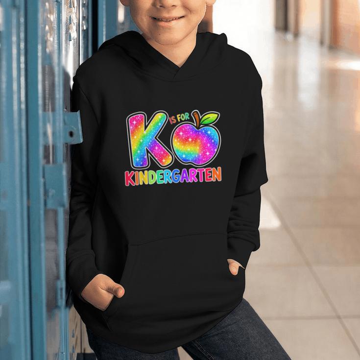 Back To School F Is For Kindergarten Rainbow Apple Kid Graphic Youth Hoodie Back To School F Is For Kindergarten Rainbow Apple Kid Graphic Youth Hoodie