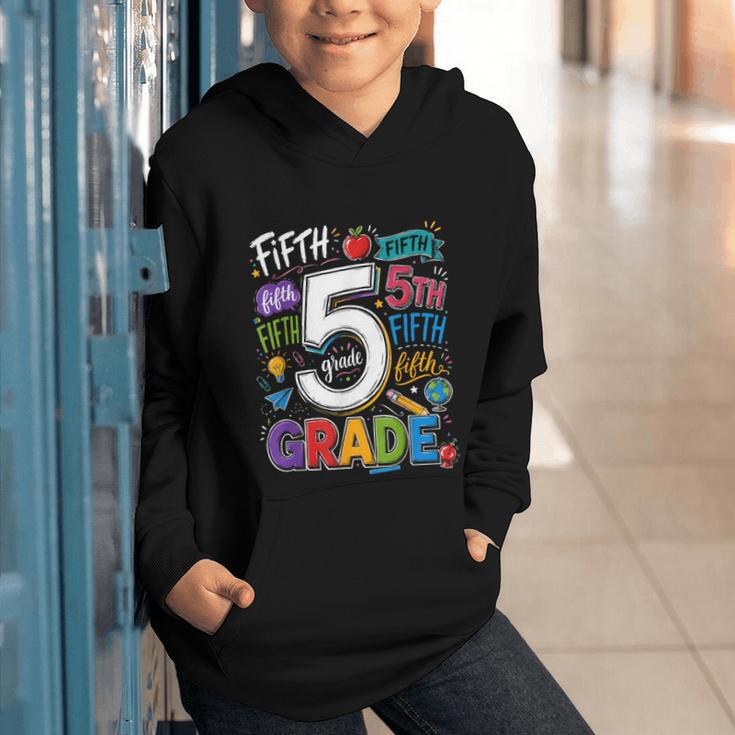 Back To School Fifth 5th Grade Classroom Typography Graphic Youth Hoodie