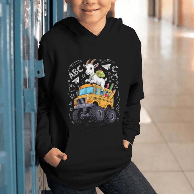 Back To School Goat School Bus 100 Days Of School Graphic Youth Hoodie Back To School Goat School Bus 100 Days Of School Graphic Youth Hoodie
