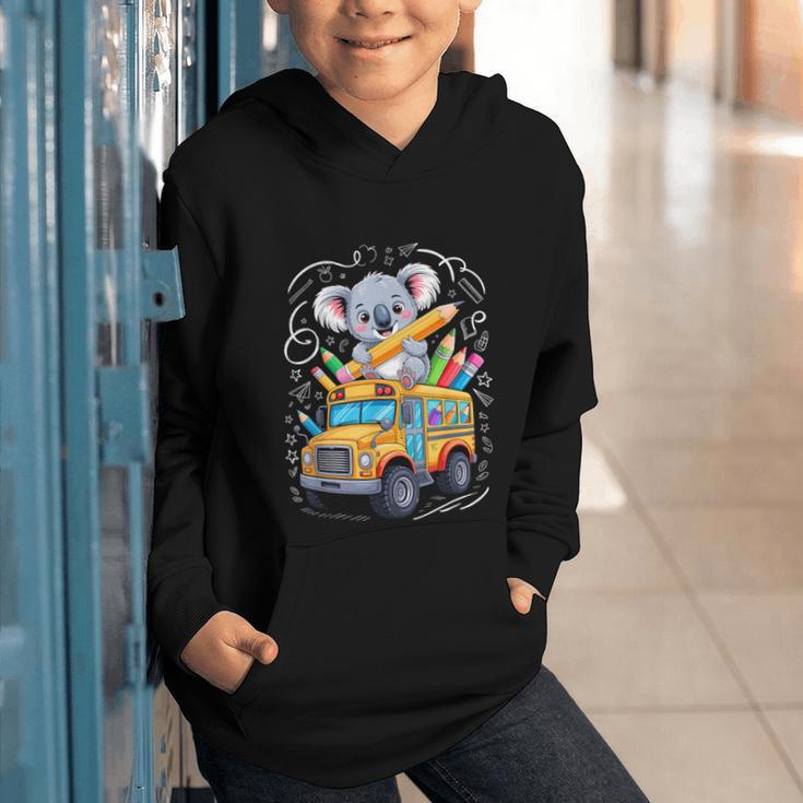 Back To School Koala School Bus 100 Days Of School Graphic Youth Hoodie