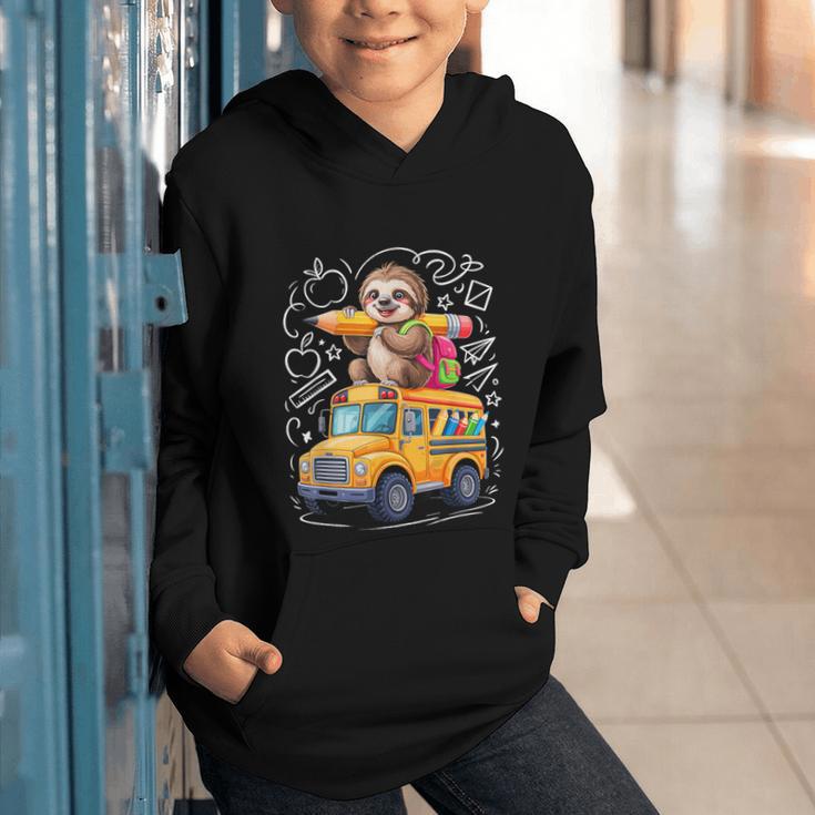 Back To School Sloth School Bus 100 Days Of School Graphic Youth Hoodie