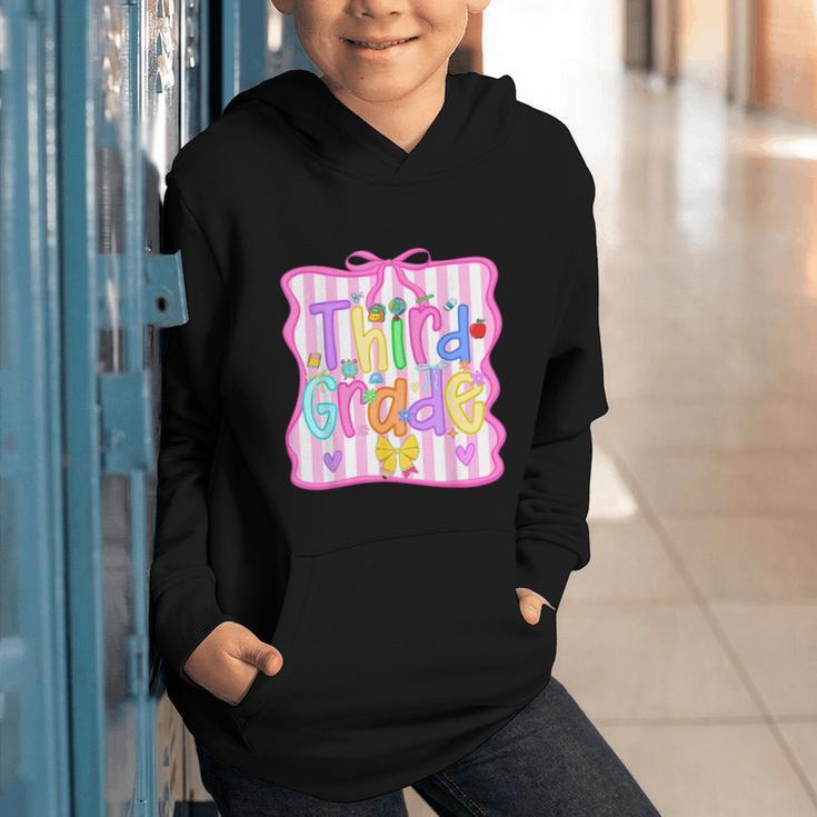 Back To School Third Grade Girls Coquette Bow 3rd Grade Kids Graphic Youth Hoodie