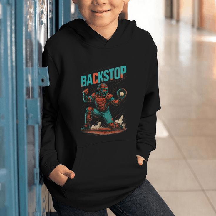 Backstop Catcher Baseball Graphic Graphic Youth Hoodie