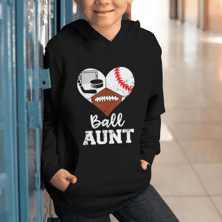 Ball Aunt Heart Football Baseball Hockey Game Day Graphic Youth Hoodie