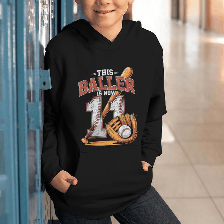 This Baller Is Now 11 Year Baseball Player 11th Birthday Boy Graphic Youth Hoodie This Baller Is Now 11 Year Baseball Player 11th Birthday Boy Graphic Youth Hoodie
